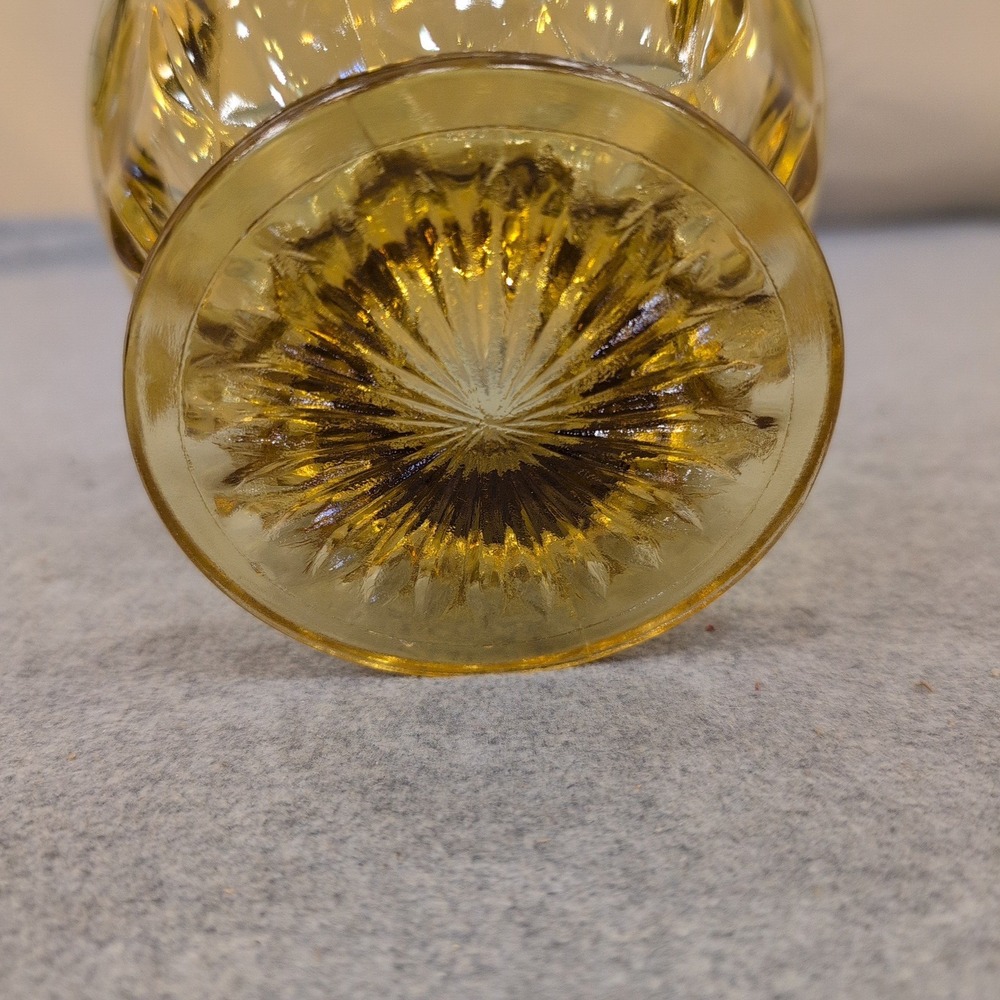 Vintage Anchor Hocking Amber Pressed Glass Footed Candy Dish with Lid Bowl - Picture 4 of 8